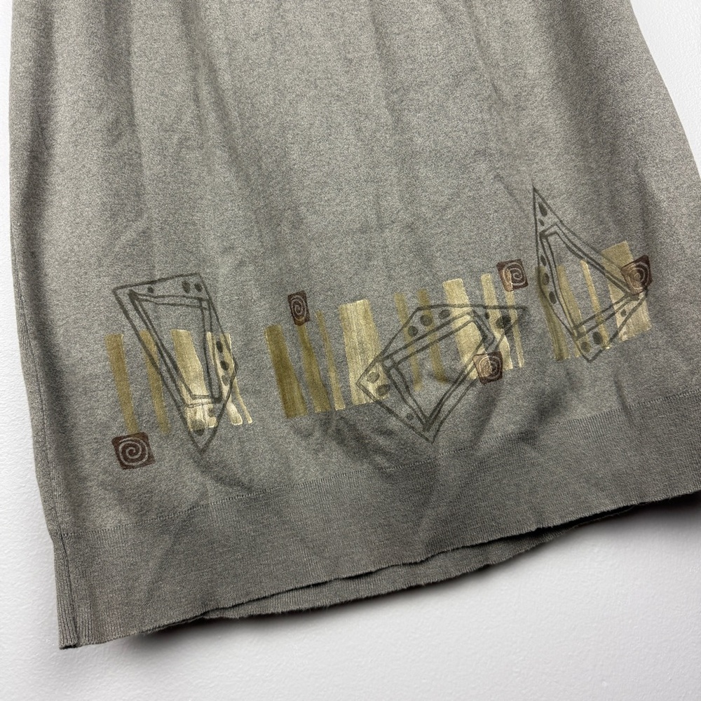 Blue Fish Lagenlook Art to Wear Graphic Painted Grey Stone Maxi Skirt - Picture 3 of 6